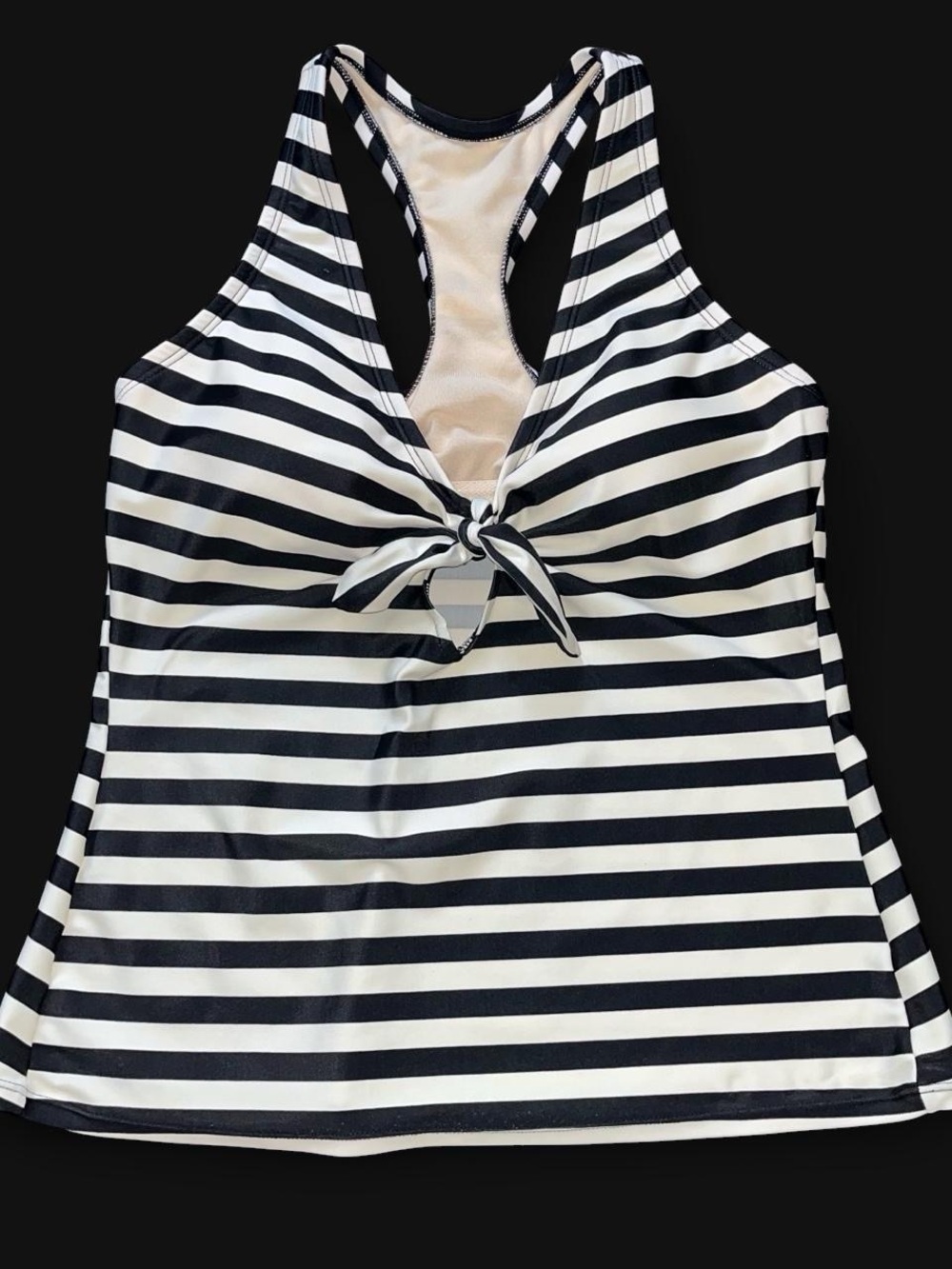 Y2K Retro Black White Striped Racerback